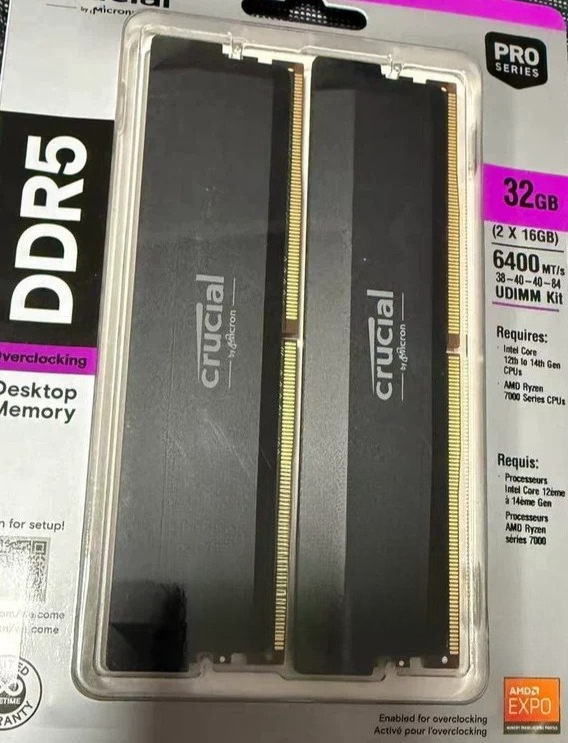 Ddr5 Memory - ชุดแรม DDR5 6000MHz ขนาด 32GB, หน่วยความจำสำหรับเล่นเกมบนเดสก์ท็อปขนาด